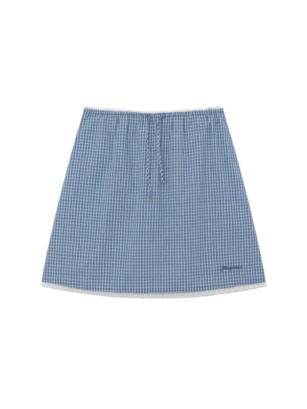 G CLASSIC LACE-UP MIDI SKIRT (BLUE)