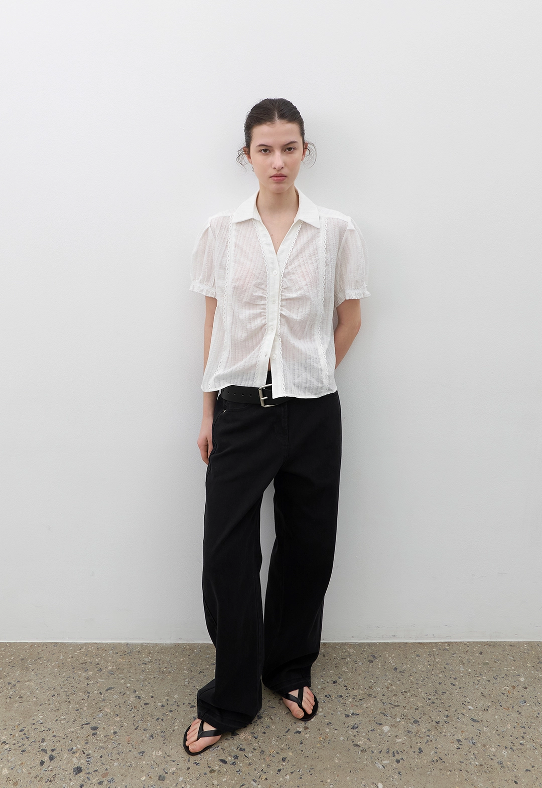 아뜰리에 나인 (BL-4426)LACE COTTON HALF SLEEVE SHIRT 상품 이미지 2