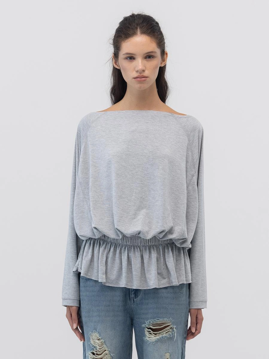 글로니 SWAY SHIRRING LONG SLEEVE (GRAY) 상품 이미지 1