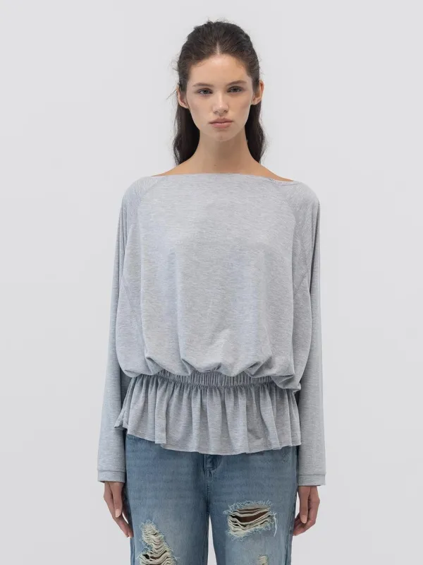 SWAY SHIRRING LONG SLEEVE (GRAY)