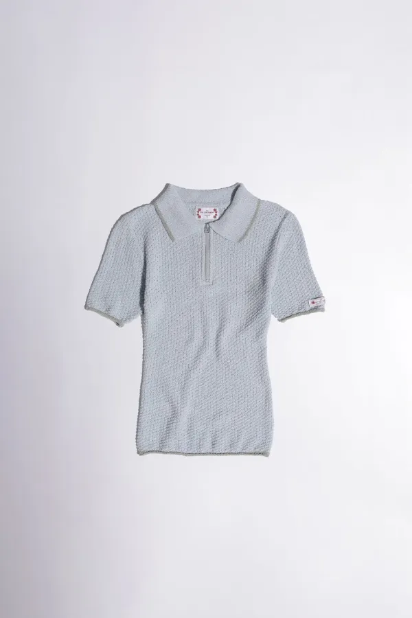 Geek Boucle Collared Top Blue