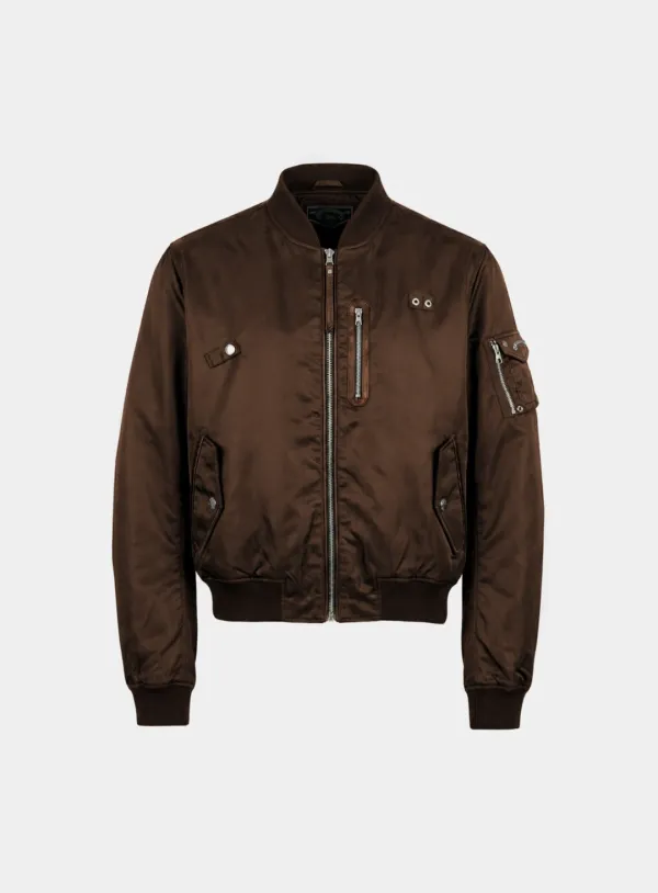[w-jkt26-012] Satin Nylon MA-1 Jacket - Brown