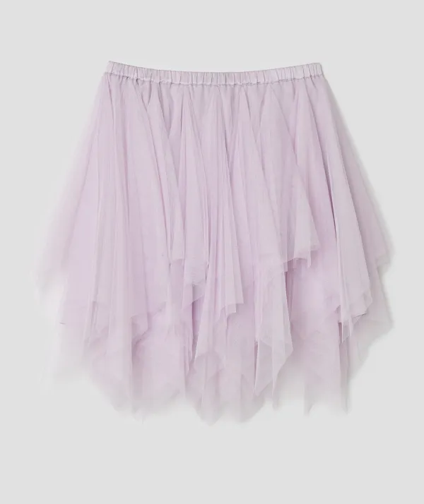 Asymmetric Mesh Skirt [Purple]