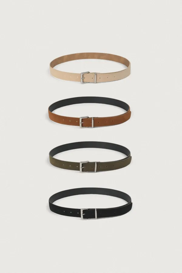 SQUARE BUCKLE SUEDE BELT [4COLOR]