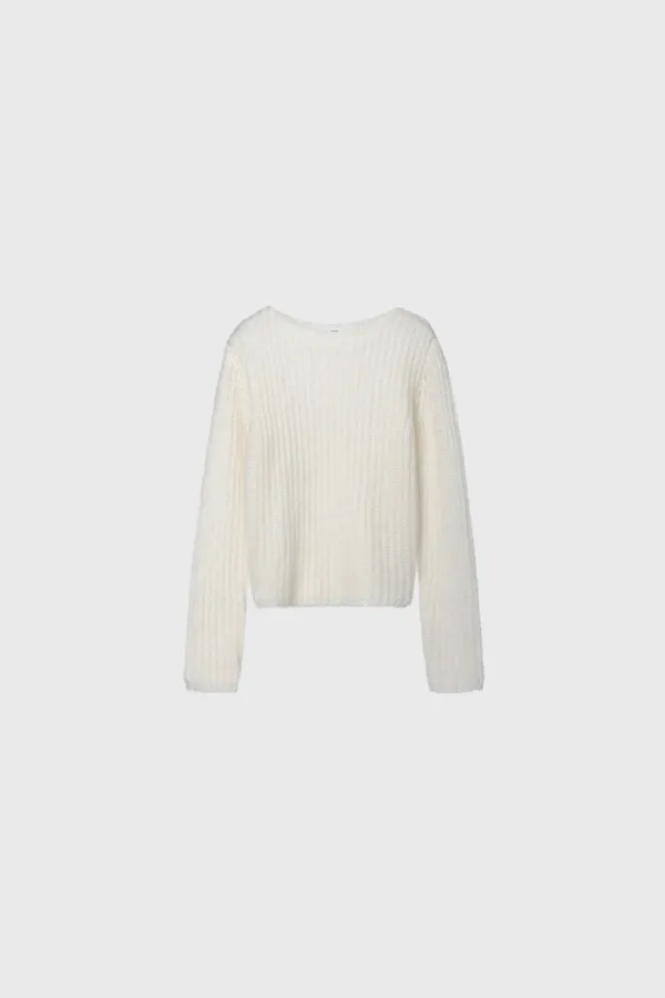 Mohair Long Sleeve Knit (Ivory / Light Beige / Dark Gray)
