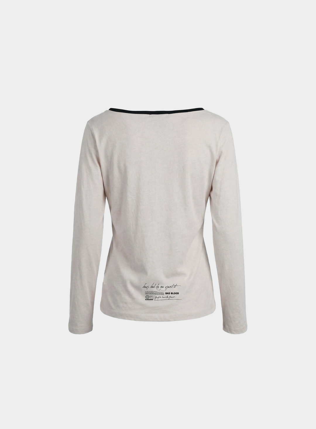 배드블러드 [w-tee26-123] B.A.D. Ladyland Ringer Loose-Fit T-Shirt - Cream 상품 이미지 2