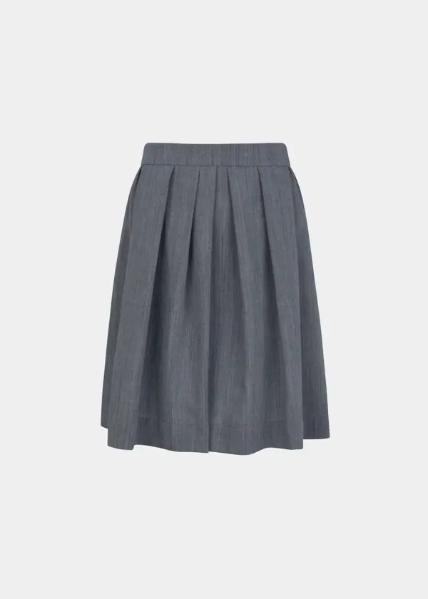 W FLARED WOOL SKIRT - GRAY
