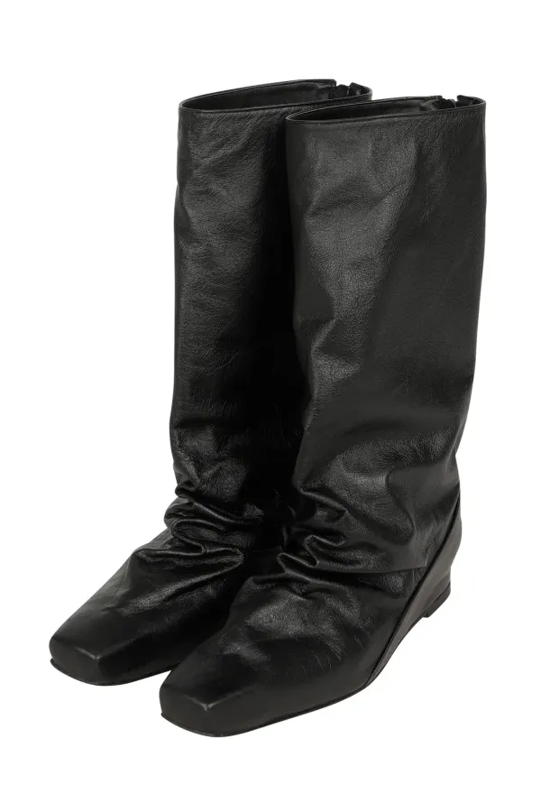SQUARE TOE BOOTS LEATHER BLACK