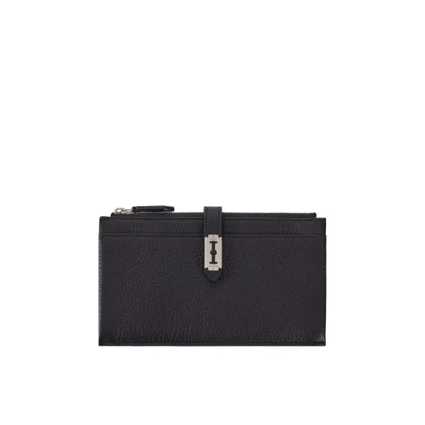 Magpie Flap Zipper Long Wallet (맥파이 플랩 지퍼 장지갑) Black