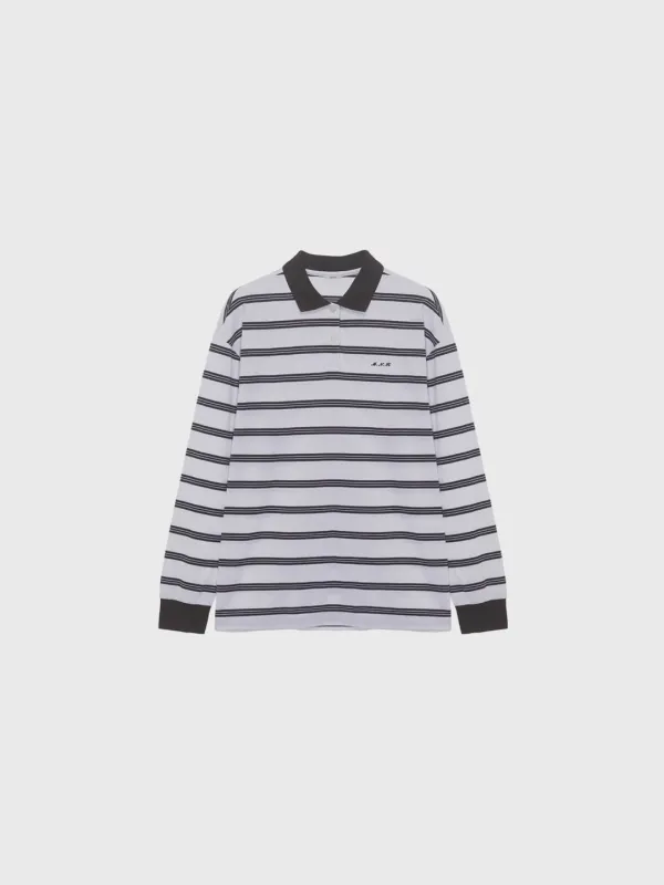 Striped cotton polo shirt (brown)