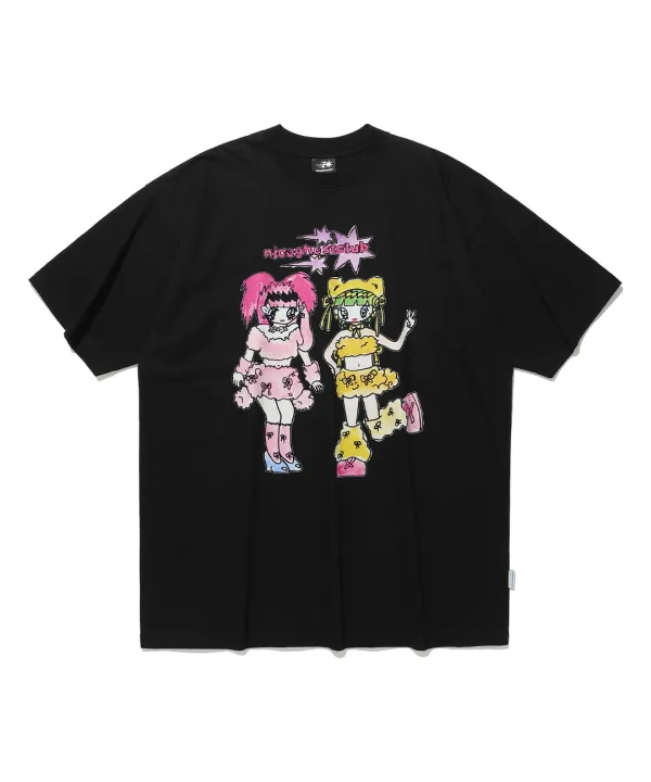 [x soulpusssy cat]ghostsoulgirl rabbit&bear big big tee[black]