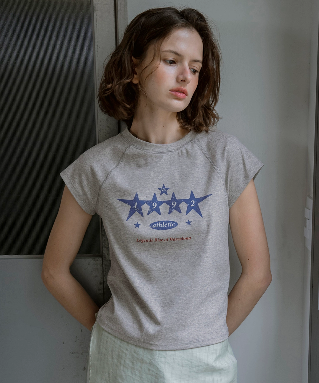 반원 아뜰리에 A3612 Vintage star 티셔츠_Melange gray 상품 이미지 2