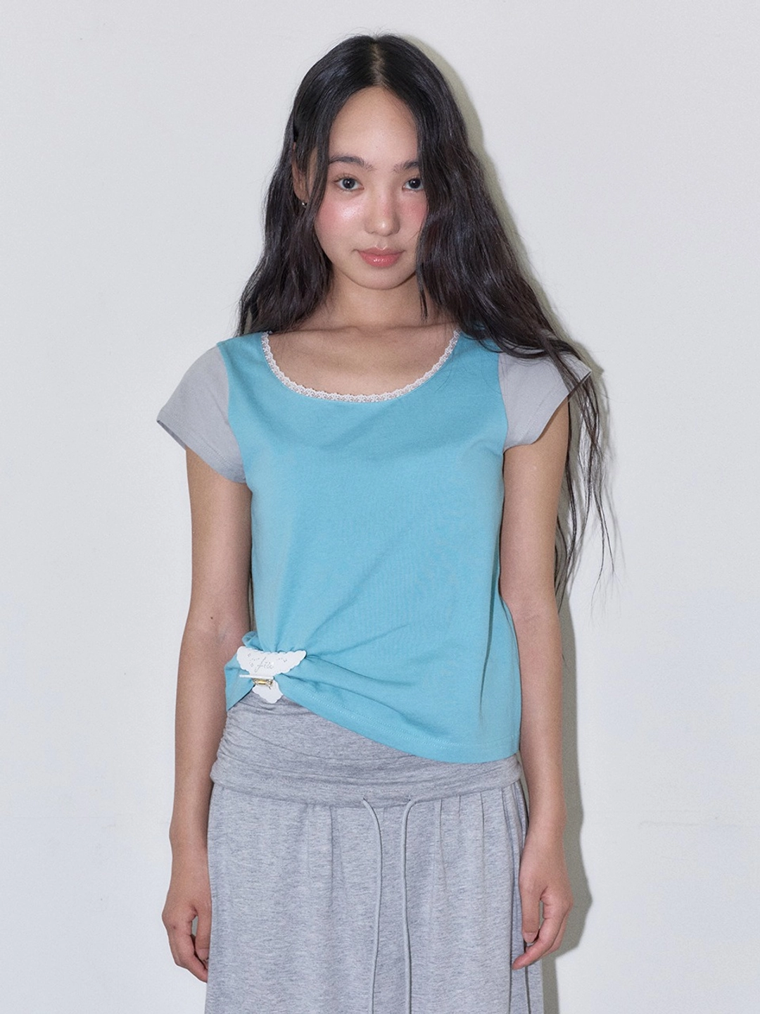 마가린핑거스 LACE COLOR POINT T-SHIRT (BLUE) 상품 이미지 2