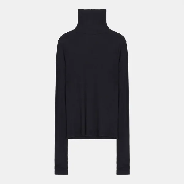 wool turtle-neck top (black)