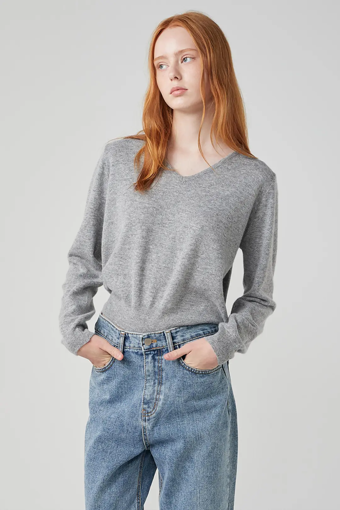 오브오브 Elie V-neck wool knit_gray 상품 이미지 2