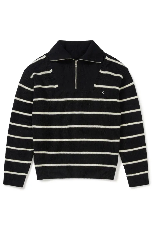 [24FW clove] Half-Zip Knit Sweater (Black)