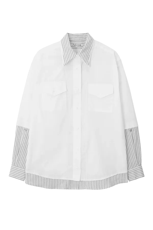 STRIPE LAYERED SHIRT_WHITE