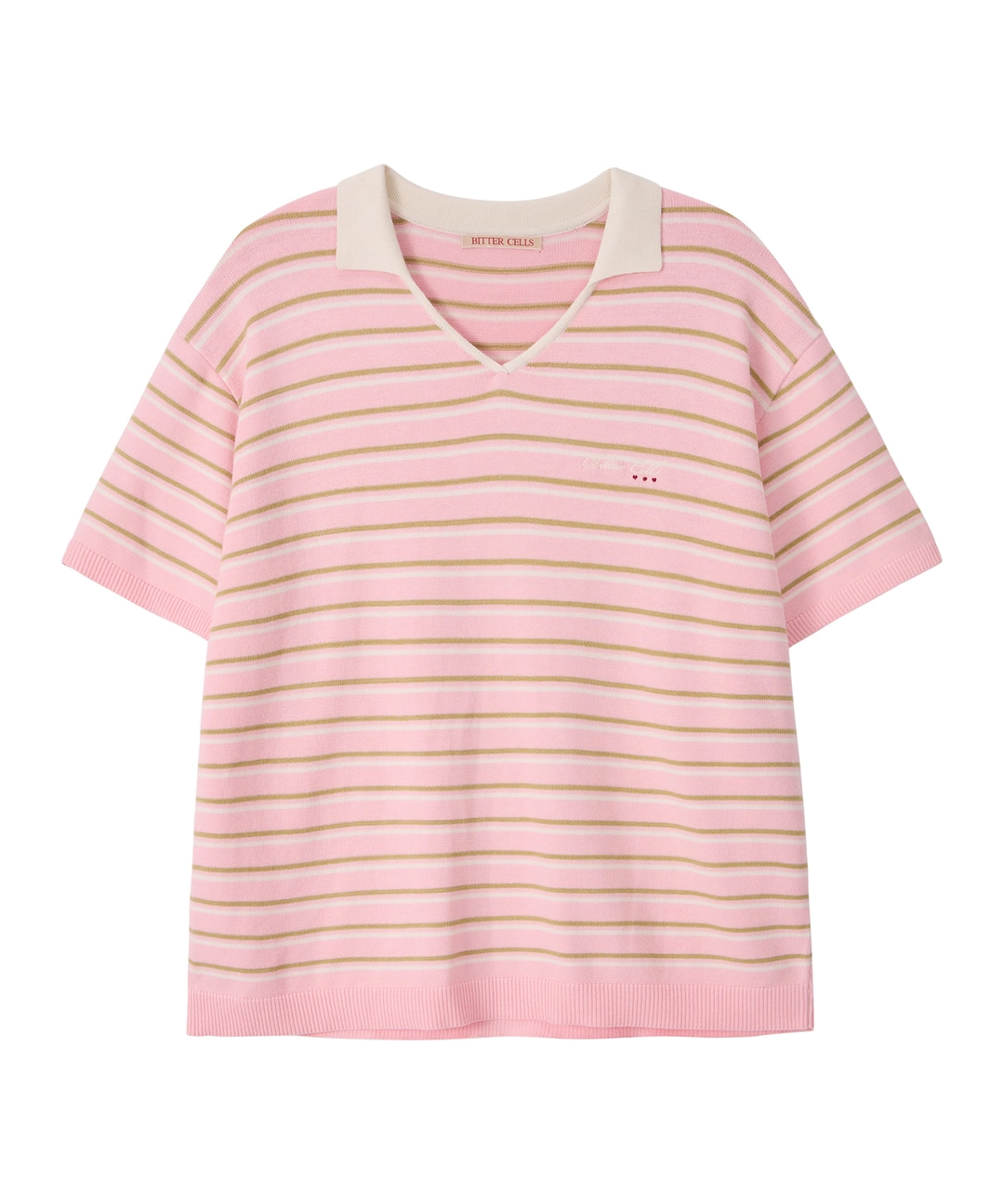 비터셀즈 Millie Stripe Collar Knit-Pink 상품 이미지 1
