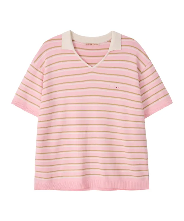 Millie Stripe Collar Knit-Pink