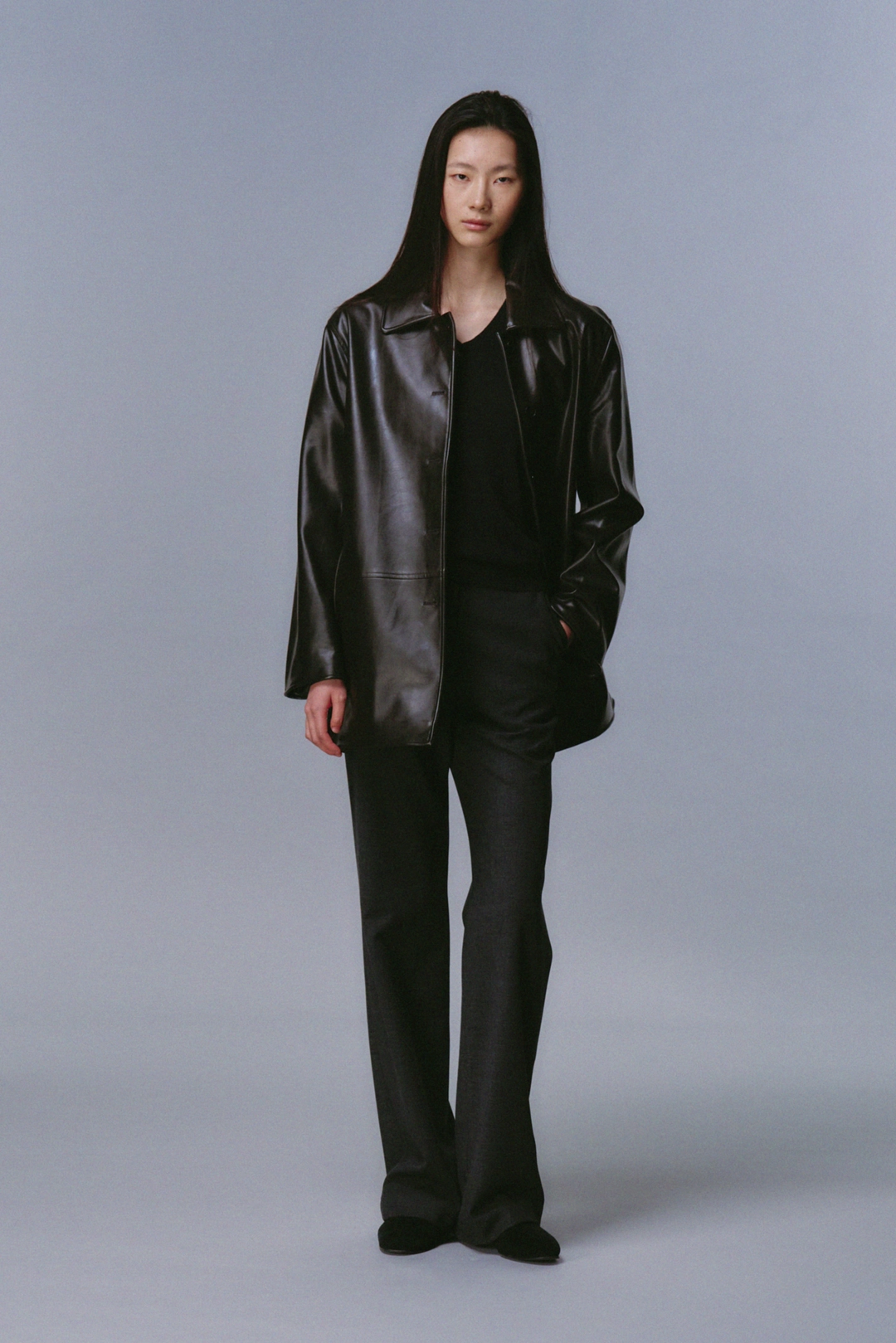 레이스 Faux Leather Wire Coat_Brown 상품 이미지 1