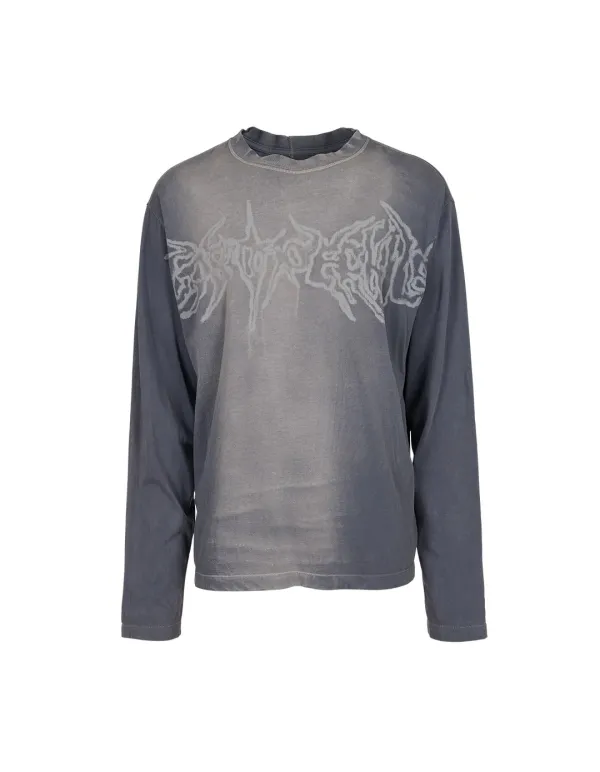 DIRTY BLEACHED GRAFFITI L/S TEE_DIRTY INDIGO
