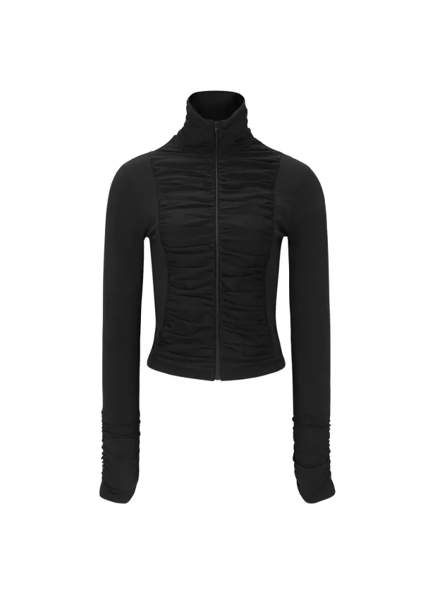 SHIRRING JERSEY JACKET, BLACK
