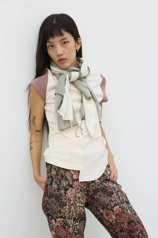 DECONSTRUCTED PANEL T-SHIRT DUAL ECRU
