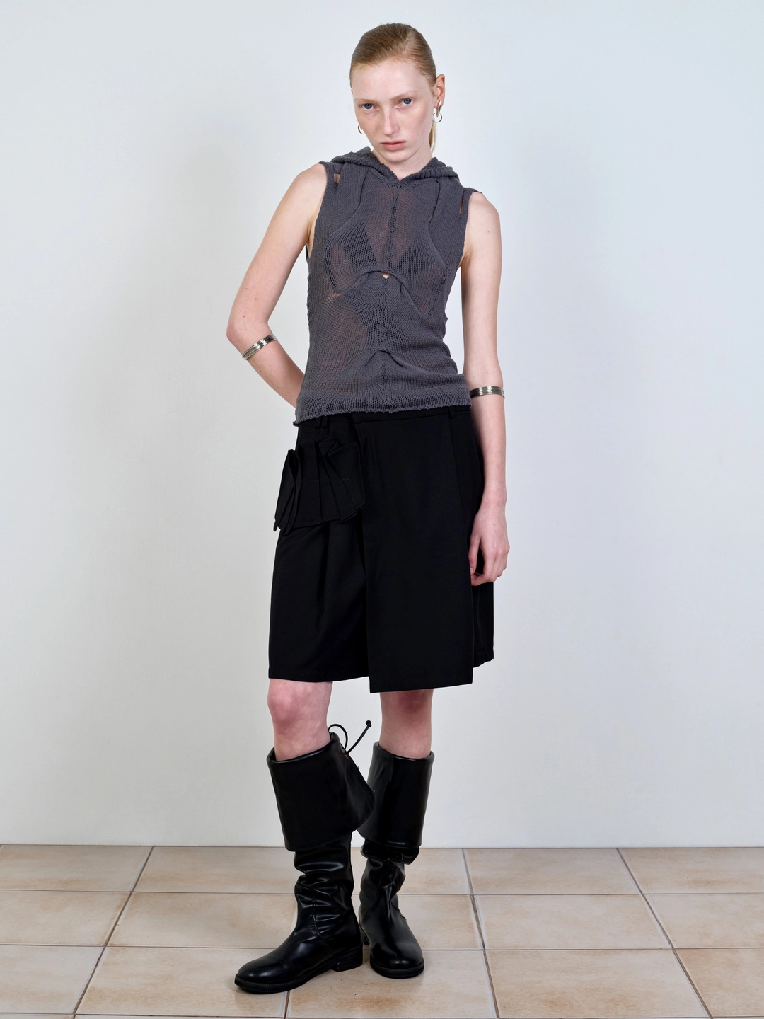 나체 WRAP BERMUDA PANTS BLACK 상품 이미지 2