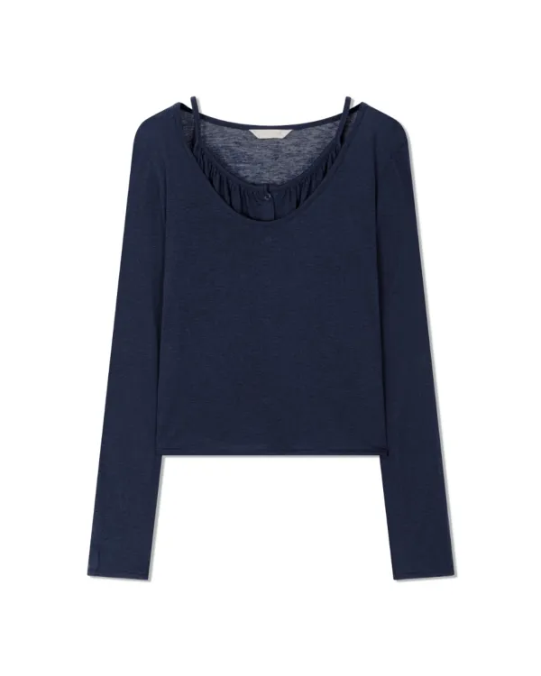 BUTTON CAMI & TOP (Navy)