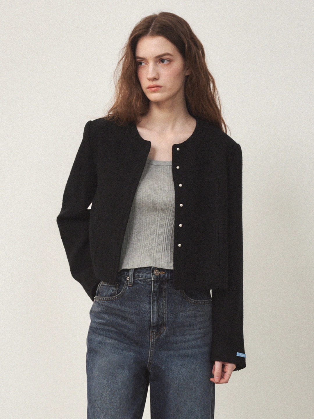 오스트카카 Tweed Single Round Jacket Black 상품 이미지 2
