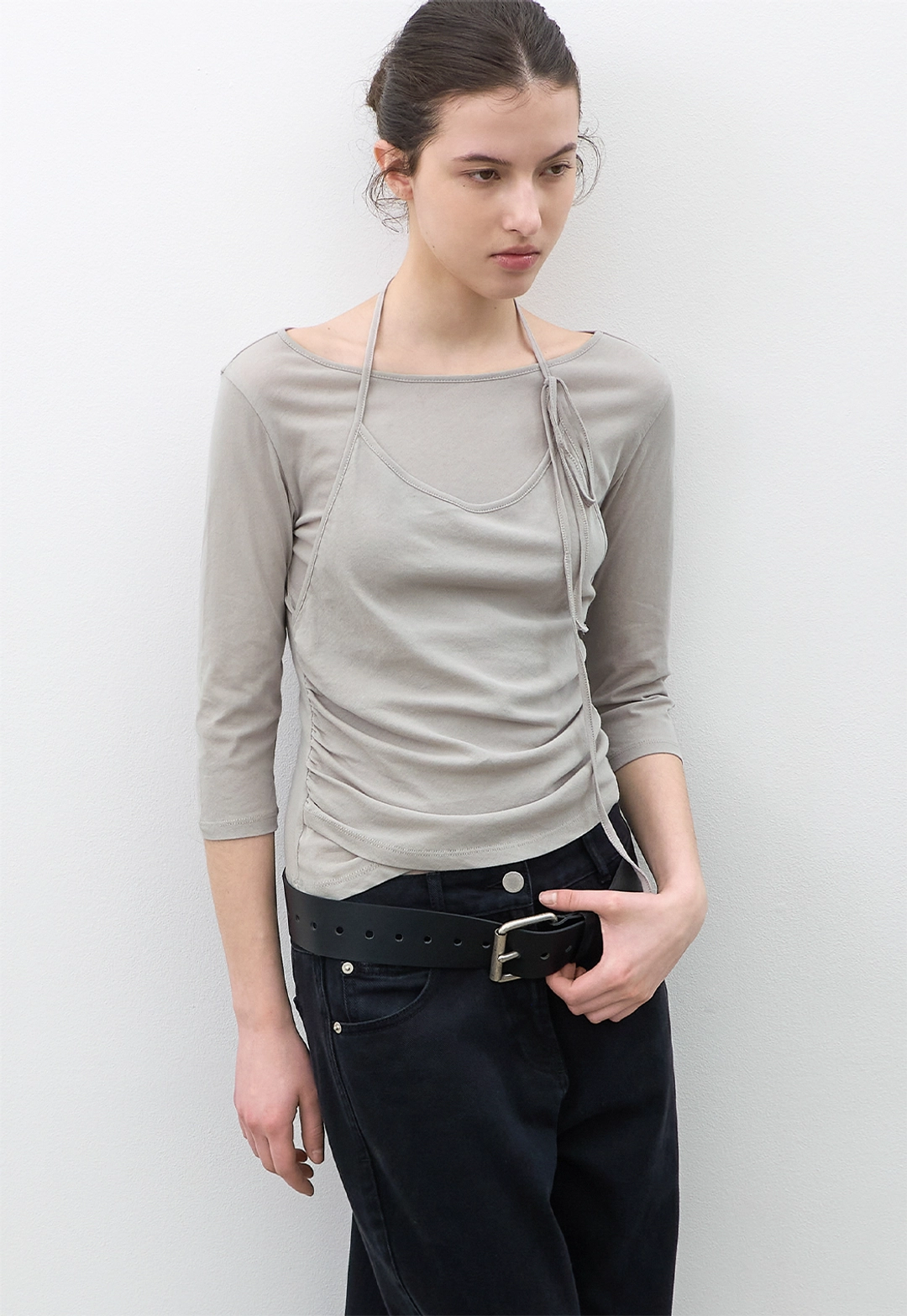 아뜰리에 나인 (T-7208)HALTER LAYER SHRRING TEE 상품 이미지 2