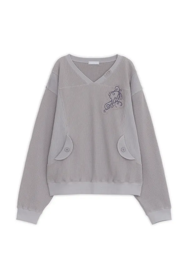 Waffle 2-tone sweatshirt (Pink gray)