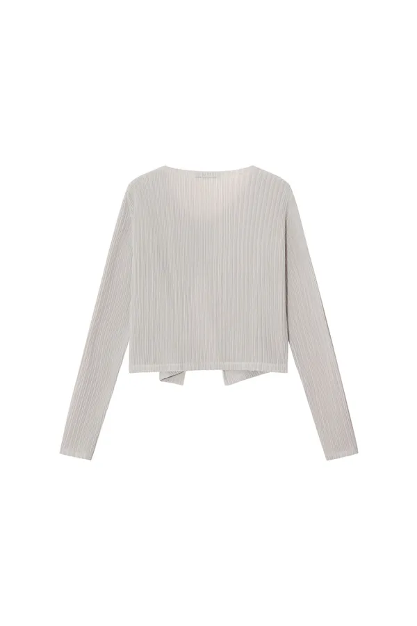 AUBE PLEATS CARDIGAN [LIGHT GREY]