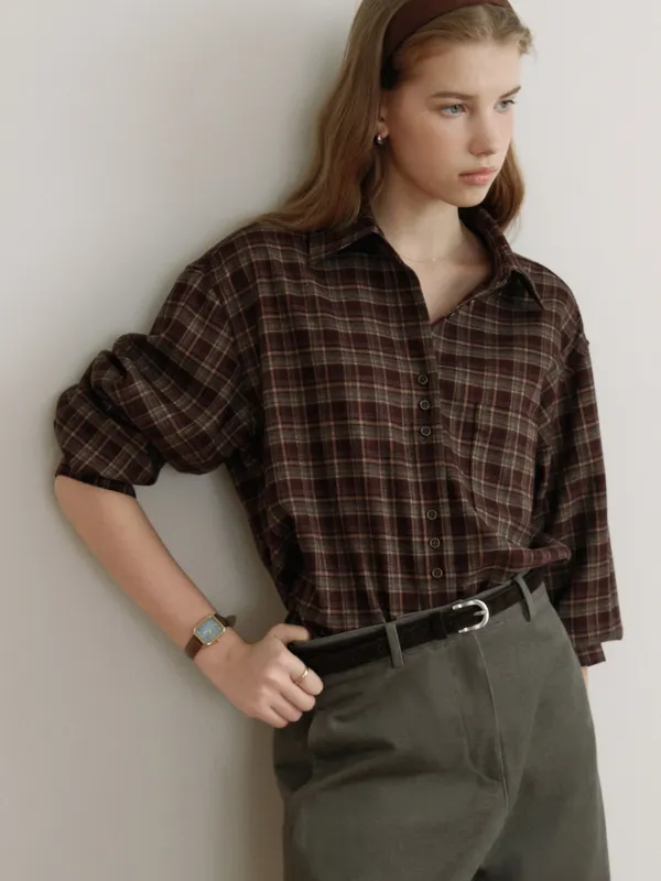 comos 1649 vintage check shirt (smoky plum)