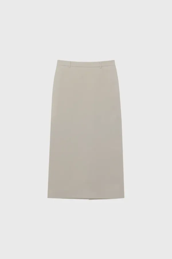 Cotton blended skirt (beige / white / dark navy)