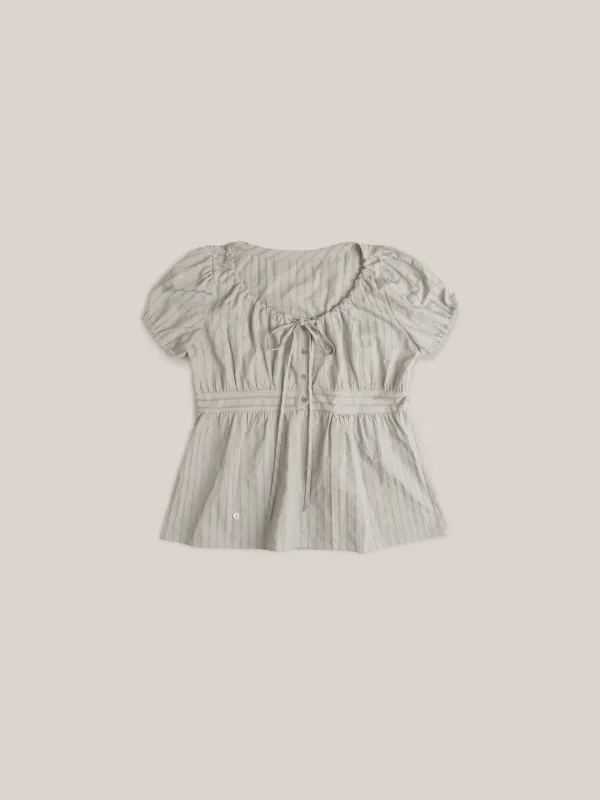 STRIPE PUFF BLOUSE [ GRAY ]