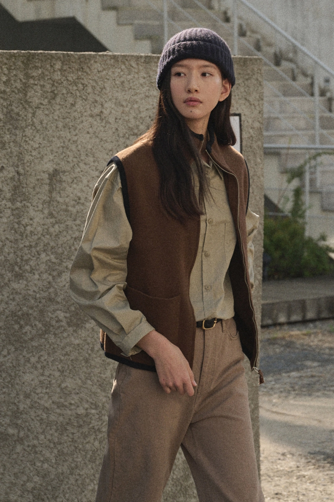 세이지먼트 PATTON POCKET KNIT ZIP UP VEST_BROWN 상품 이미지 2