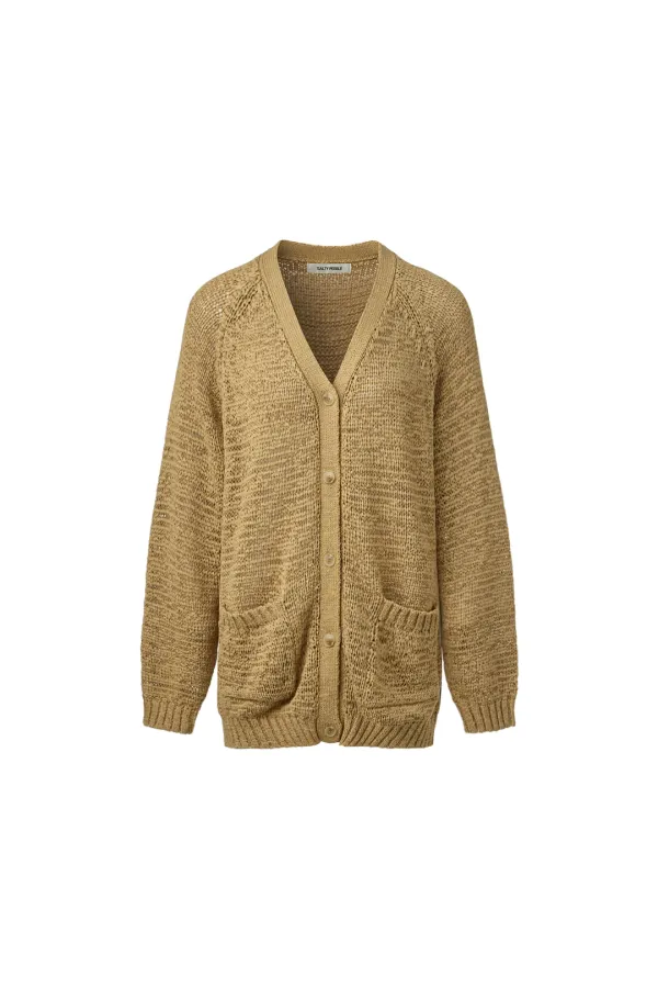 TAPE YARN LOOSE-FIT CARDIGAN [BEIGE]