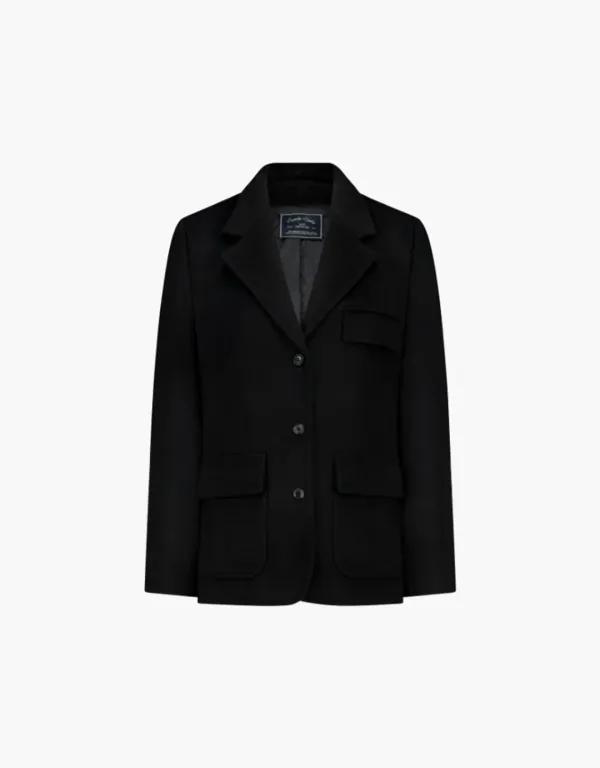 wool blended classic jacket - black