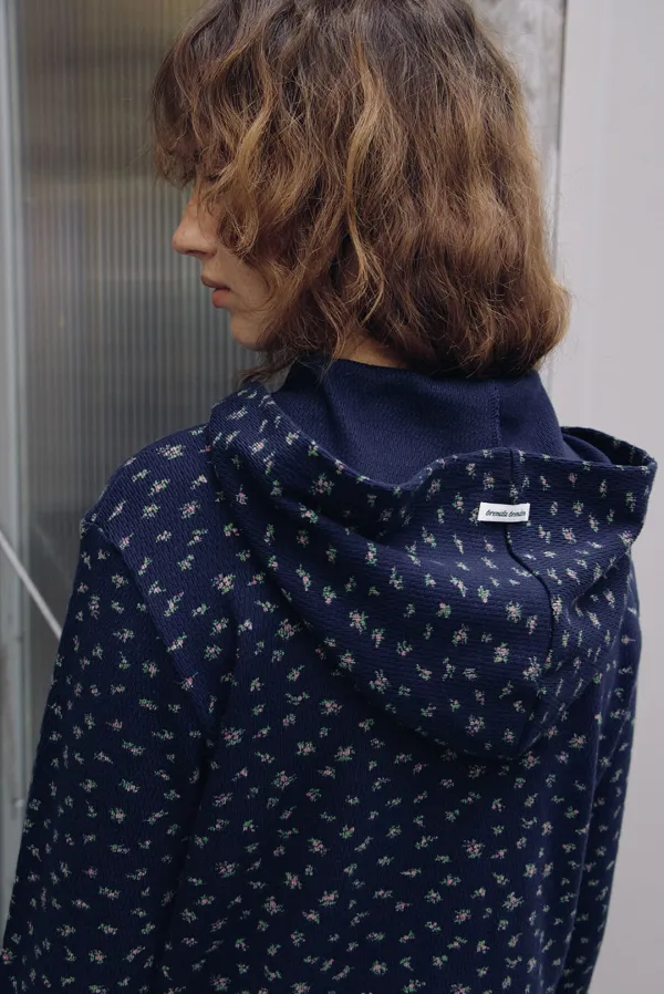 flower hood tee - navy