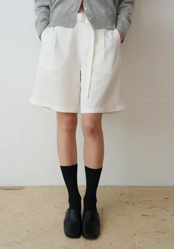 EDITION VISCOSE HALF PANTS_IVORY_OF1C2XPS01IVY