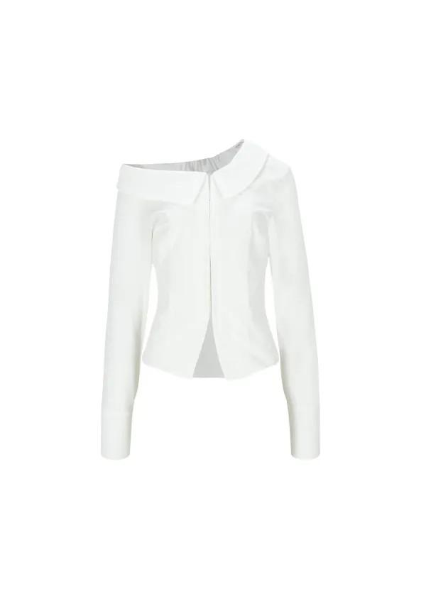 [3RD] ONE SHOULDER SLIM-FIT SHIRT, IVORY