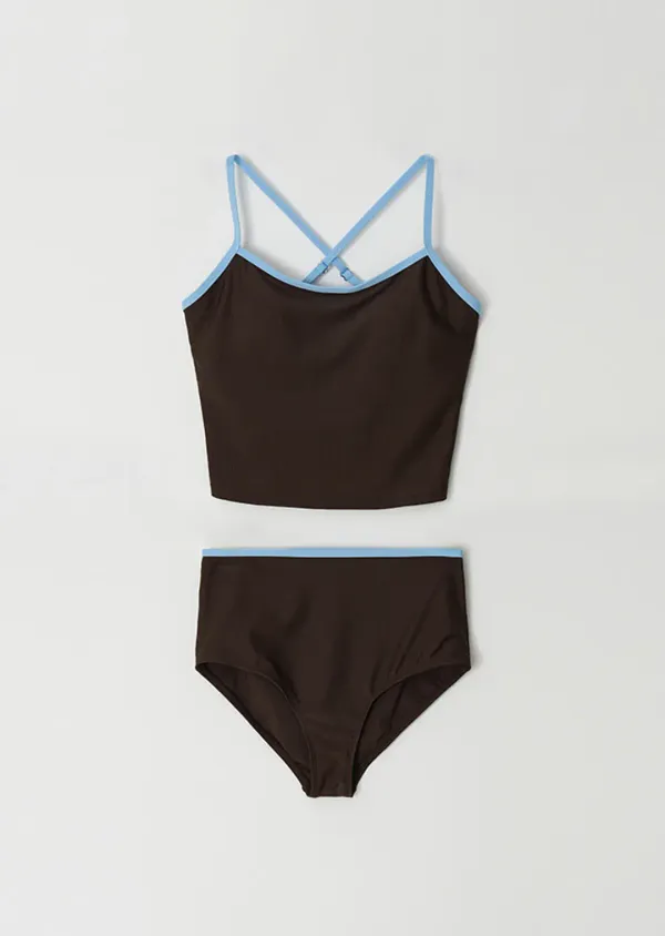 ribbed swim set-brown