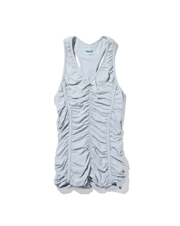 RUCHED HALTER SLEEVELESS TOP_LIGHT BLUE GREY