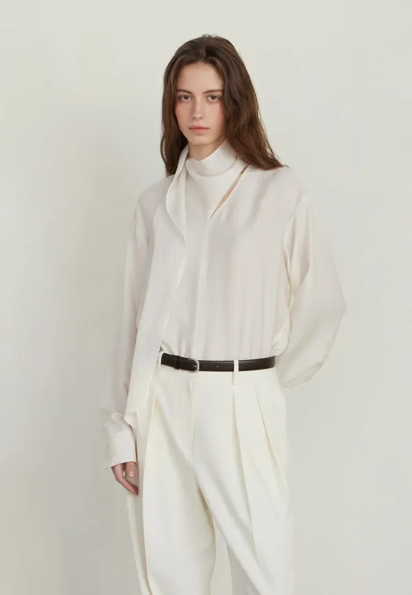 SCARF TIE BLOUSE - IVORY