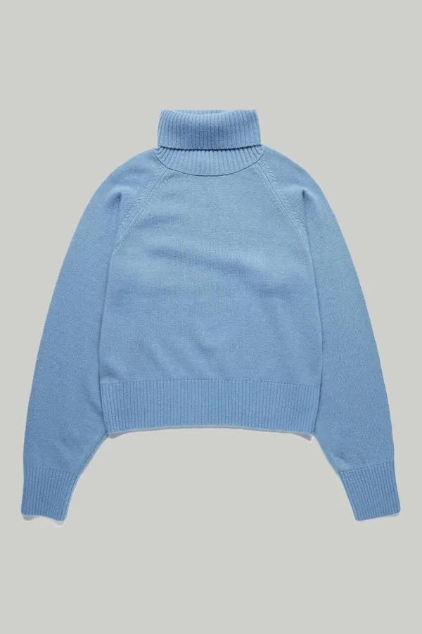 UNISEX ESSENTIAL WOOL TURTLENECK SWEATER BLUE