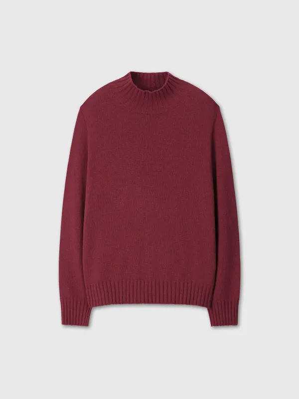 (W) WOOL BLEND OVERSIEZED TURTLENECK_ BURGUNDY