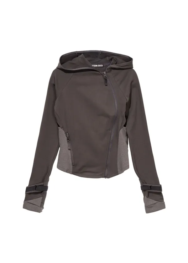 Hooded Asymmetric Zip Top