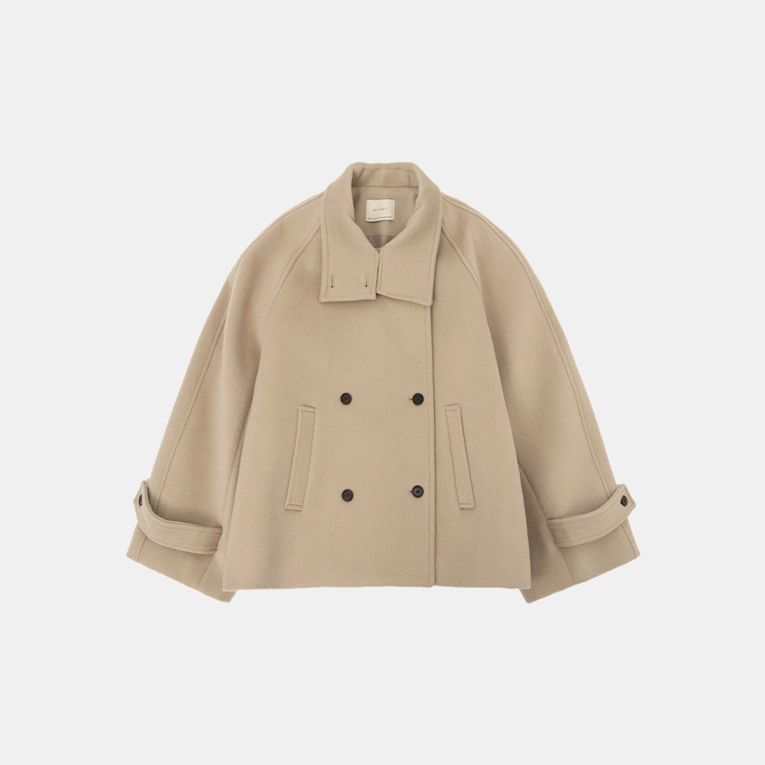 시야쥬 SIOT4169 하이넥 오버 핏 하프 코트_Ash beige 상품 이미지 3