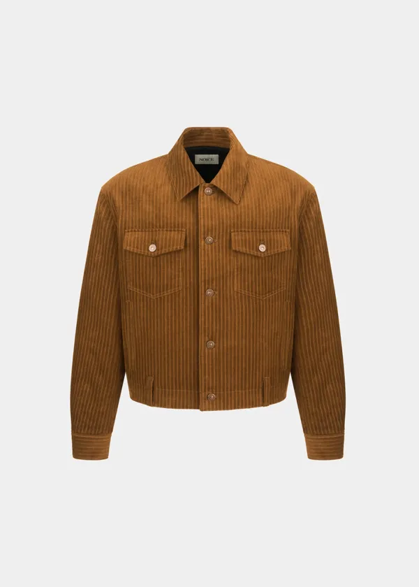 DISTORTED CORDUROY TRUCKER JACKET - BROWN